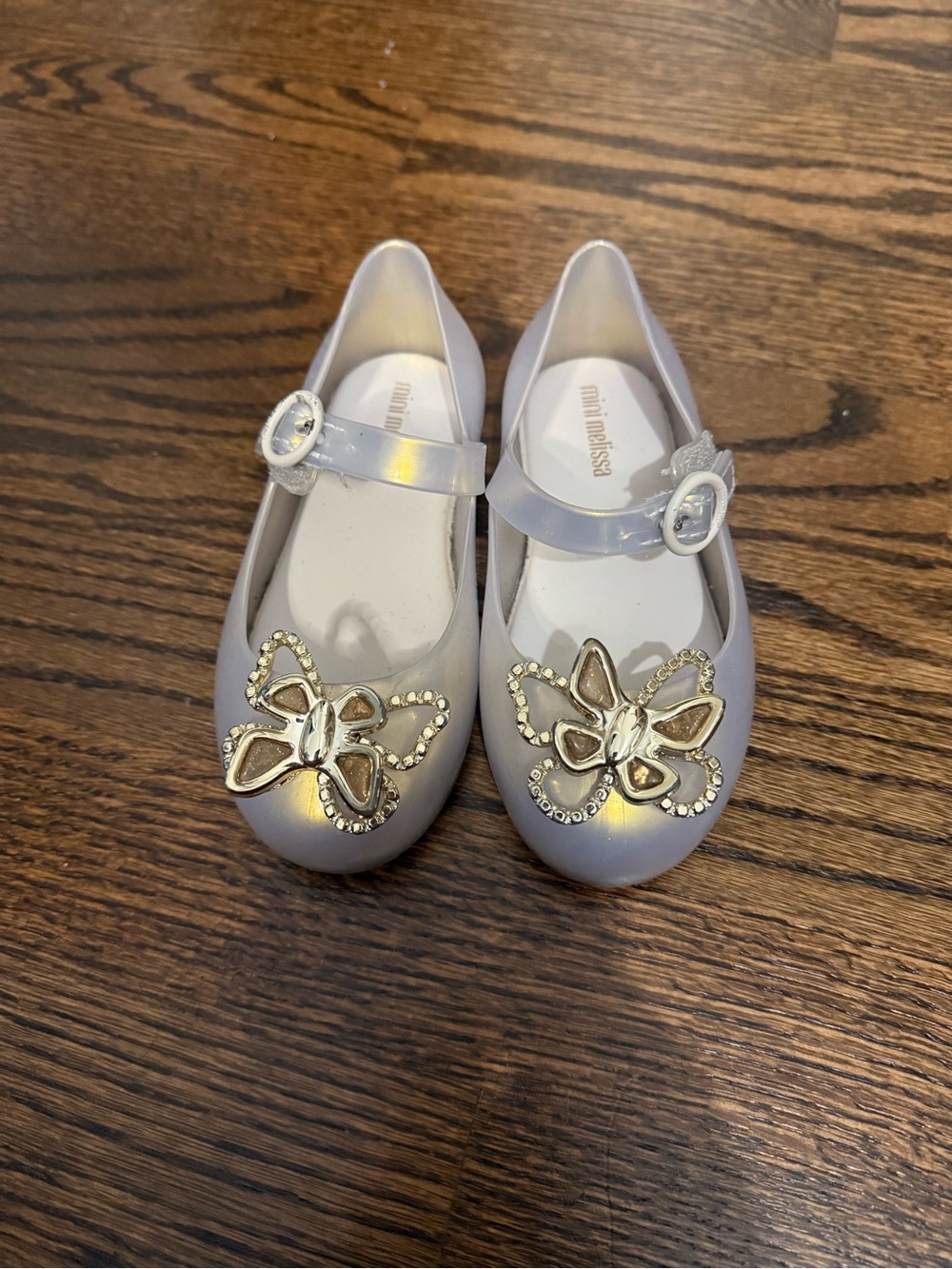 Mini Melissa Silver Butterfly Mary Jane Flats